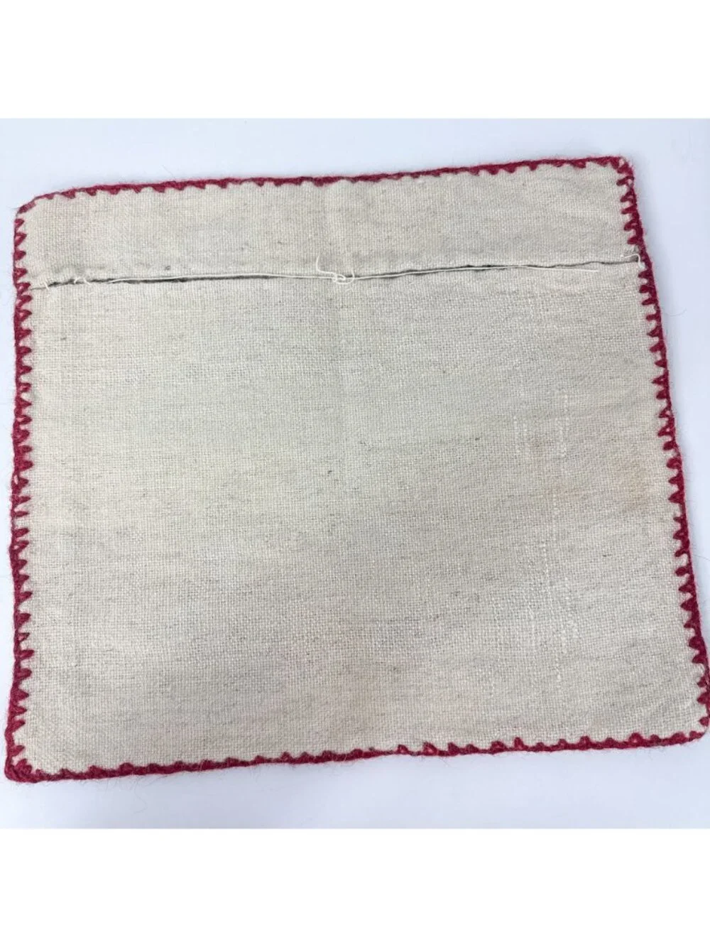 Hand Embroidered Alpaca Peruvian Wool Decorative Pillow Cover 17 x 15 Tribal